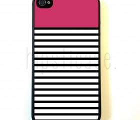 Bright Pink Black And White Stripes iPhone 5 Case - For iPhone 5/5G - Designer TPU Case Verizon AT&T Sprint