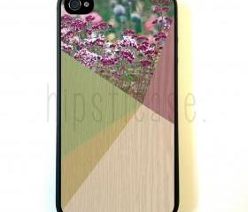 Floral Geometric On Wood iPhone 5 Case - For iPhone 5/5G - Designer TPU Case Verizon AT&T Sprint